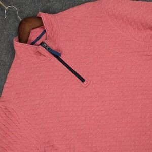 J.Crew Mens Large Pink Quilted Authentic Fleece Quarter Zip Pullover Sweater